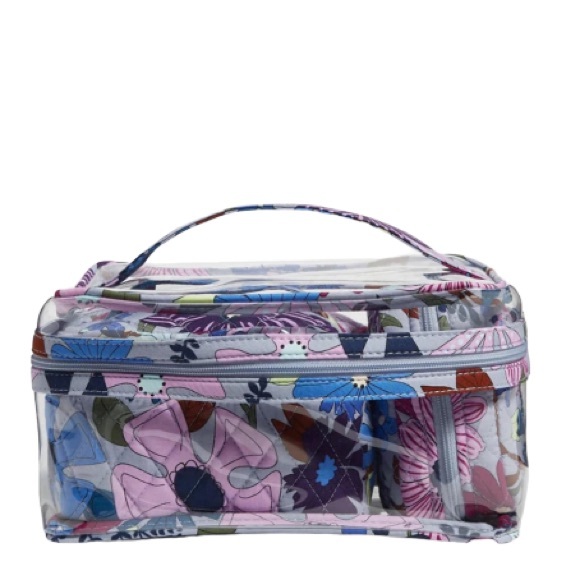 NWT Vera Bradley 3-Piece Cosmetics Makeup Bag Set Bengal Lily Pattern Purple - Picture 2 of 4